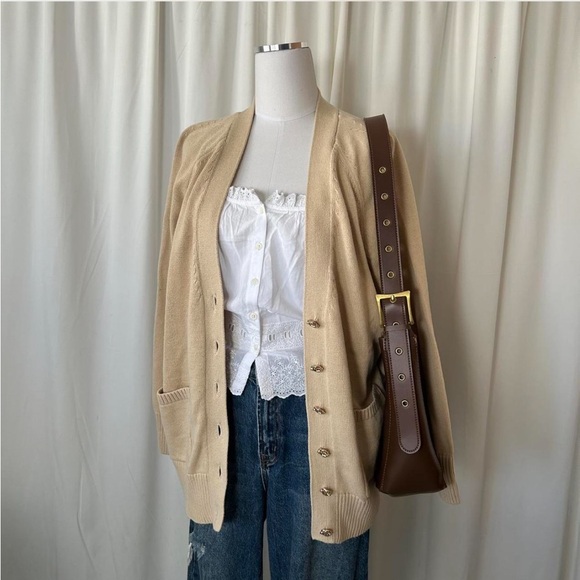 Lands' End Sweaters - Lands' End Women's Drifter Varsity Vneck Relaxed Cardigan Sweater size Large.